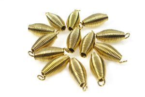 8x16mm Brass Gold Plated Barrel Beads 3mm Hole 10pcs. [y356a]