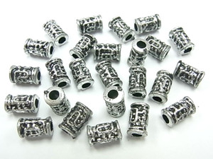 5x9mm Silver Plated Plastic Squiggle Tube Beads 50pcs. [y519m]