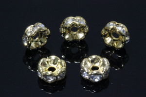 8mm Gold Plated Pink Crystal Rondelle Beads 10pcs. [y230c]