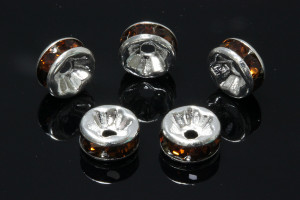 8mm Silver Plated Citrine Crystal Rondelle Beads 10pcs. [y233g]