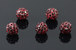 8mm Disco Pave Burgundy Crystal Beads 5pcs. [y404c]