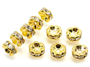 8mm Gold Plated Crystal Rondelle Beads 10pcs. [y230d]