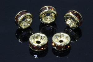 8mm Gold Plated Citrine Crystal Rondelle Beads 10pcs. [y228d]