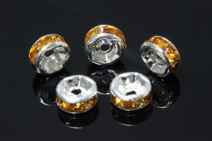 6mm Silver Plated Topaz Crystal Rondelle Beads 10pcs. [y232a]