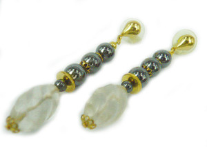 12x60mm Crystal & Hematite Beads Earring [y658a]