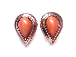 16x22mm Red Malachite Pear Surgical Steel Post Earring [y335e]