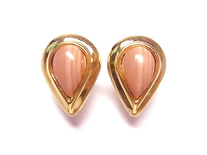 16x22mm Red Malachite Pear Surgical Steel Post Earring. [y360h]