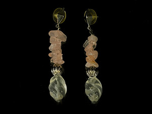 55mm Rose Quartz & Crystal Earring [y349b]