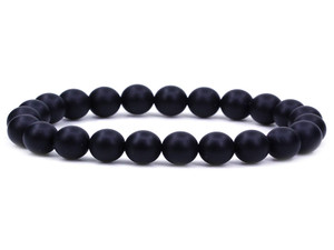 6mm Matte Black Onyx Elastic Bracelet 7.5" [b2b65m]