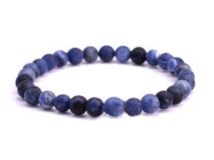 6mm Matte Dark Sodalite Elastic Bracelet 7.5" natural [b2r25m]