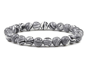 8mm Black Lace Malachite Elastic Bracelet 7.5" synthetic [b3r49k]