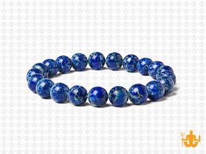 8mm Lapis Sea Sediment Elastic Bracelet 7.5" dyed [b3r55l]