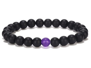 8mm Onyx Obsidian Elastic Bracelet 7.5" [b3b65p]