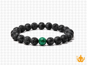 8mm Volcano Black Lava Elastic Bracelet 7.5" natural [b3d50g]