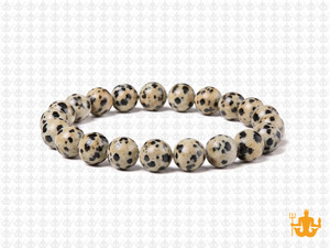 8mm Matte Dalmatian Jasper Elastic Bracelet 7.5" natural [b3b23m]