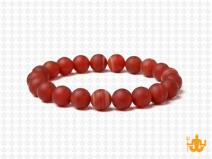 8mm Matte Red Agate Elastic Bracelet 7.5" heated [b3f10m]