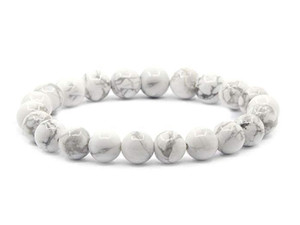 4mm White Howlite Elastic Bracelet 7.5" natural [b1b9]