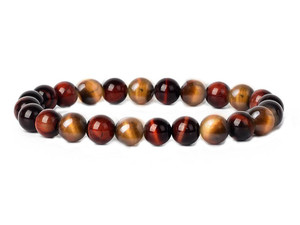 4mm Golden & Red Tiger Eye Elastic Bracelet 7.5" heated [b1g3s]