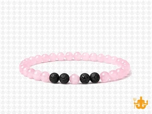 4mm Rose Quartz Elastic Bracelet 7.5" dyed [b1b1k]