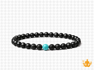 4mm Onyx Obsidian Elastic Bracelet 7.5" [b1b65b]