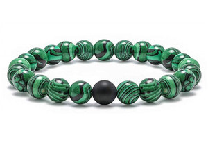 4mm Green Malachite Elastic Bracelet 7.5" synthetic [b1r37k]