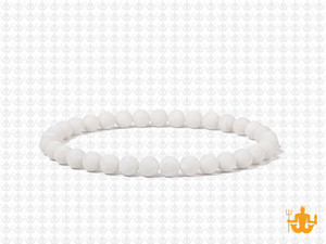 4mm Matte White Obsidian Elastic Bracelet 7.5" natural [b1b98m]