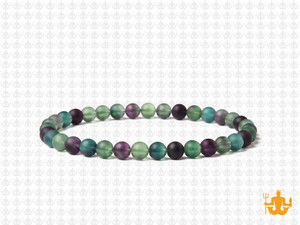 4mm Matte Rainbow Fluorite Elastic Bracelet 7.5" natural [b1r8m]