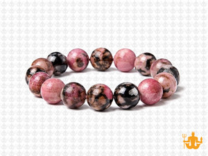 10mm Rhodonite with Matrix Elastic Bracelet 7.5" natural [b4r14]