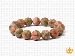 10mm Matte Unakite Elastic Bracelet 7.5" natural [b4b21m]