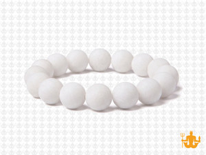 10mm Matte White Jade Elastic Bracelet 7.5" natural [b4b40m]