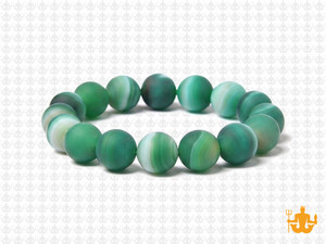 10mm Matte Green Banded Agate Elastic Bracelet 7.5" dyed [b4f23m]