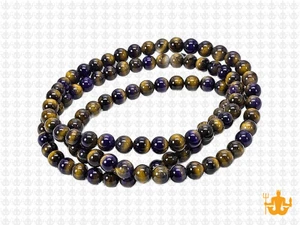 4mm Golden & Purple Tiger Eye Round Beads 15.5" heated [4g3yp]