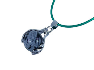 25mm Lucky Hand Pendant With 12mm Snwoflake Obsidian Ball [y848-b25]