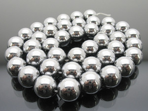 12mm Hematite Silver Round Beads 15.5" coated [12a21s]