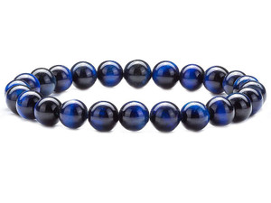 8mm Blue Tiger Eye Elastic Bracelet 7.5" dyed [b3g3l]