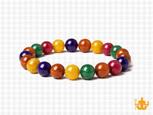 8mm Mix Agate & Jade Elastic Bracelet 7.5" dyed [b3s16]