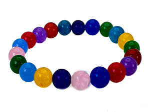 8mm Mix Agate & Jade Elastic Bracelet 7.5" dyed [b3s21]