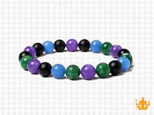 8mm Matte Onyx + Mix Jade Elastic Bracelet 7.5" dyed [b3s29]