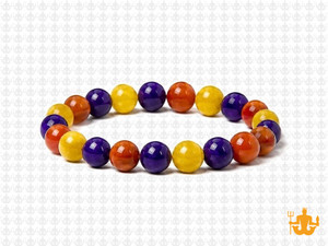 8mm Mix Agate & Jade Elastic Bracelet 7.5" dyed [b3s4]