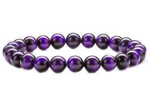 10mm Purple Tiger Eye Elastic Bracelet 7.5" dyed [b4g3p]