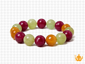 10mm Mix Jade Elastic Bracelet 7.5" dyed [b4s10]