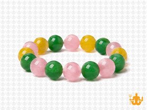 10mm Rose Quartz + Mix Jade Elastic Bracelet 7.5" dyed [b4s5]