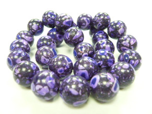 15mm Mosaic Purple Turquoise Round Beads 15.5" stabilized [t1m15p]