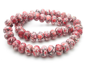 14mm Mosaic Brown Turquoise Rondelle Beads 15.5" stabilized [t3m14r]