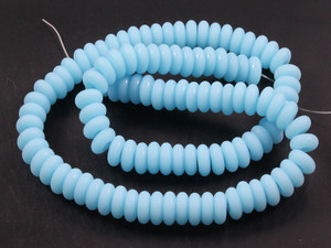 8mm Matte Aqua Quartz Rondelle Beads 15.5" synthetic [u90a70m]