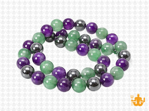 8mm Amethyst, Aventurine, Hematite Round Beads 15.5", Natural [8x93]