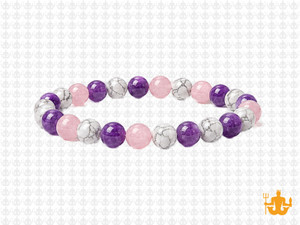 6mm Amethyst, howlite, Rose Quartz Bracelet 7.5", Natural [b2x91]