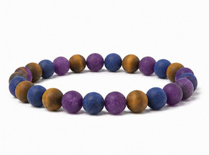 6mm Matte Amethyst, Lapis, Tiger Eye Bracelet 7.5", Natural [b2x92m]