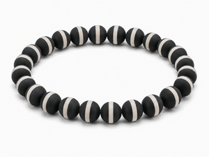 8mm Matte Tibetan Dzi Agate Bracelet 7.5" natural [b3m72m]