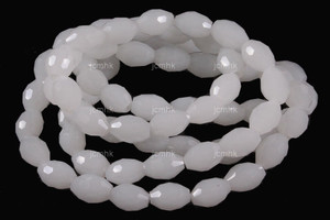 8x12mm Snow Quartz Faceted Rice Beads 15.5" [sc8b40]